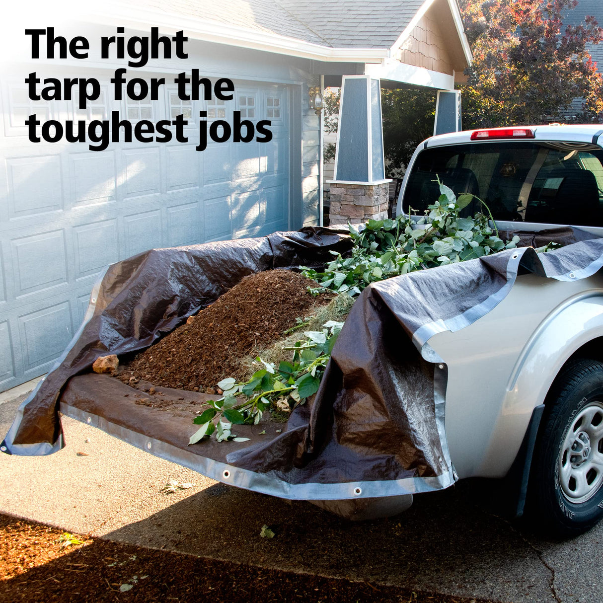 12x20 Heavy Duty Tarp, 10 Mil Thick, Waterproof, Tear & Fade Resistant, High Durability, UV Treated, Grommets Every 18 Inches. (Silver/Brown - KING-A-MA-JIGS