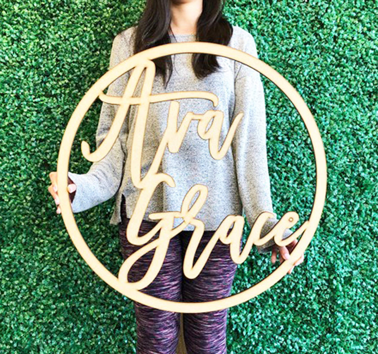 Personalized Wooden Circle Crib Sign – Customize First and Last Name - 3 Sizes: 12, 18, 24 inches wide -Nursery Name Sign, Baby Shower Decor, Generic