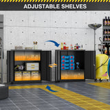 Fesbos Metal Storage Cabinet-36” Tall Steel File Cabinets with Lockable Doors and Adjustable Shelves-Black Steel Storage Cabinet for Home, School, Fesbos