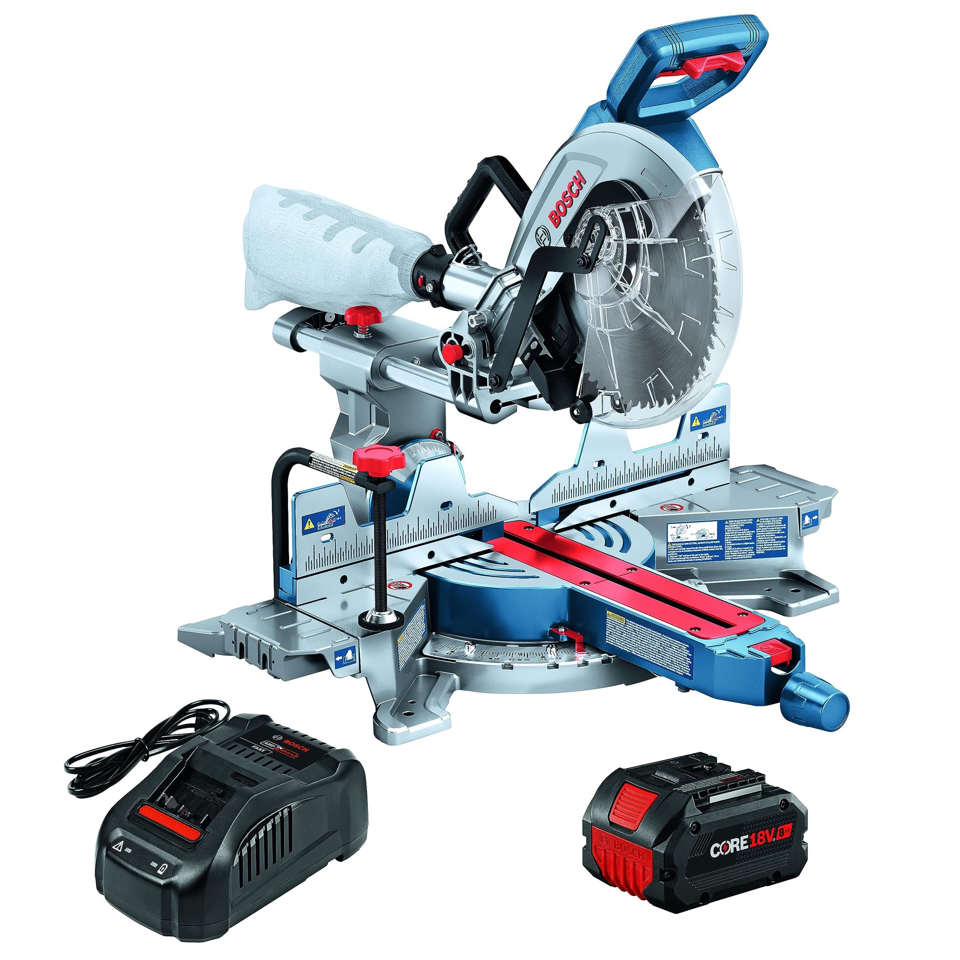 BOSCH GCM18V-10SDN14 PROFACTOR™ 18V 10 In. Dual-Bevel Slide Miter Saw Kit with (1) CORE18V® 8 Ah High Power Battery - WoodArtSupply