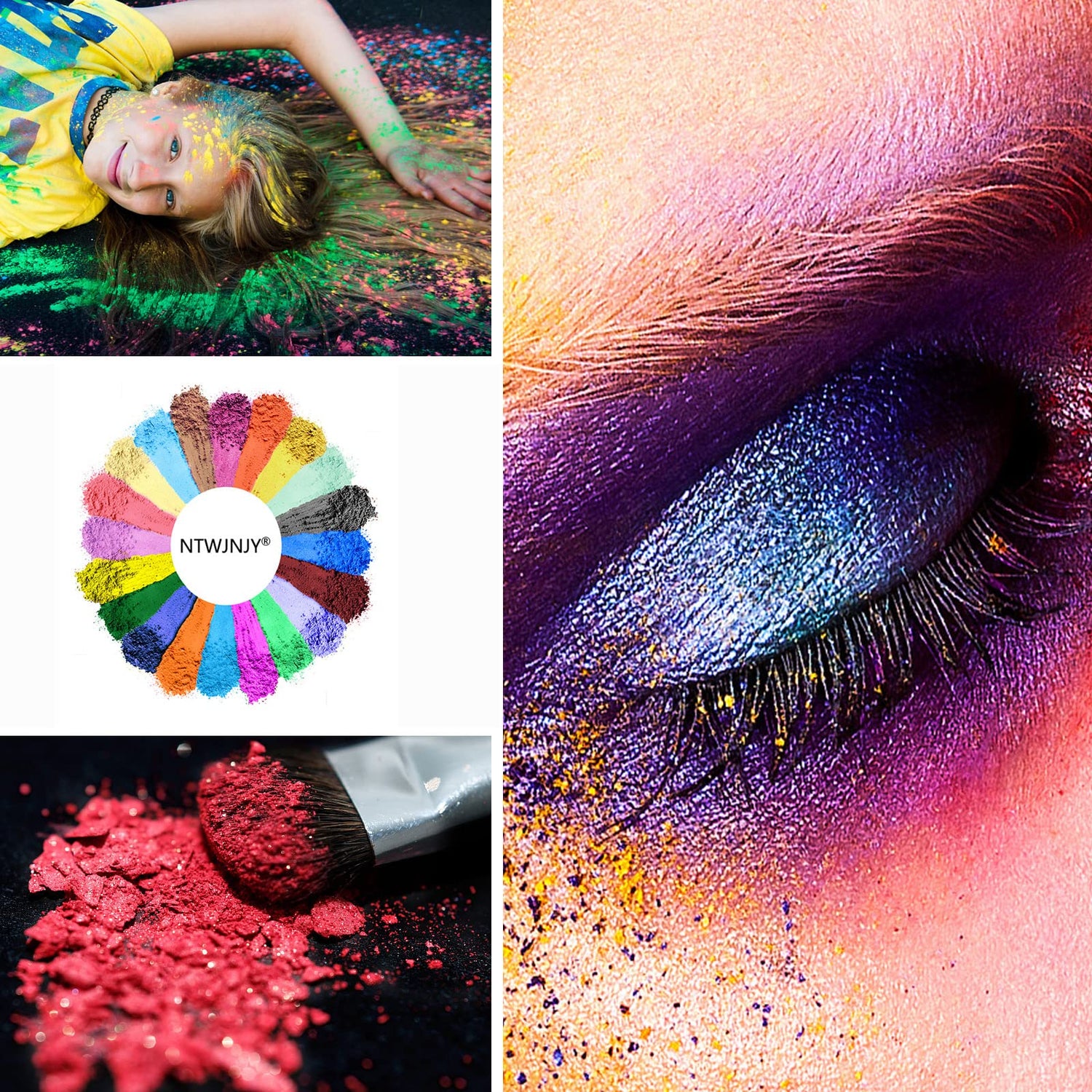 NTWJNJY Mica Powder,60 Colors Pearlescent Resin Pigment for Epoxy Resin,Nails,Soap Making Supplies,Lip Gloss,Candle Making Dye,Bath Bomb,Art NTWJNJY