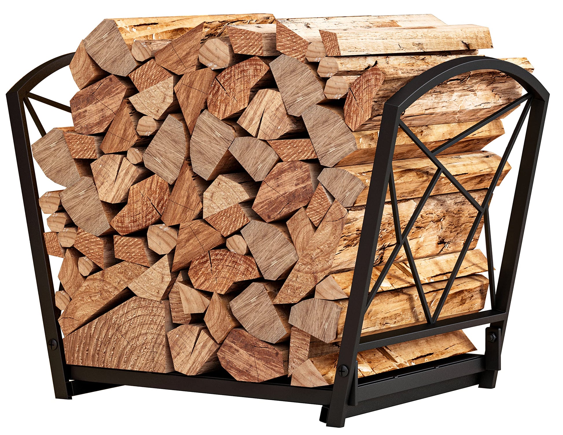 Fire Beauty Firewood Log Rack, Iron Wood Lumber Storage Holder for Fireplace, Heavy Duty Log Storage Bin for Firepit Stove Accessories - WoodArtSupply