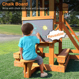 SuniBoxi Wooden Swing Set/Playset Made for Small Yards and Kids Toddlers Age 3-6, 6-in-1 Playground Set with Picnic Table Drawing Board Sandboxes SuniBoxi