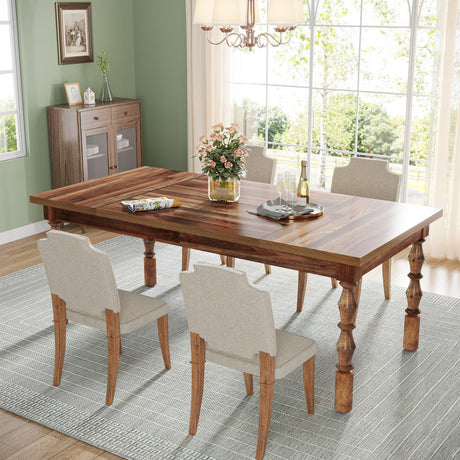 Tribesigns 62” Wood Dining Table for 4-6 People, Farmhouse Large Rectangle Kitchen Table, Dinner Table Breakfast Table Kitchen & Dining Room Tribesigns