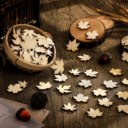 80 Pieces Wooden Maple Leaf Cutout Unfinished Blank Wooden Maple Leaf Slice Maple Leaf Shaped Wood Pieces 1.2 Inch Mini Wooden Maple Leaf Ornament