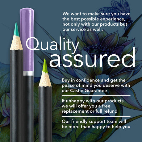 Castle Arts Themed 24 Colored Pencil Set in Tin Box, perfect colors for ‘Botanical’ Art. Featuring quality, smooth colored cores, superior blending & Castle Art Supplies