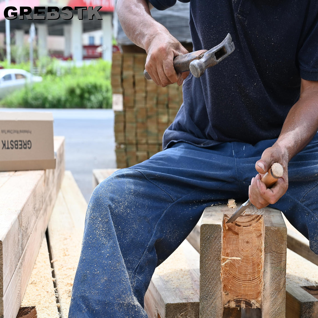 GREBSTK Professional Wood Chisel Set with Oxford Bag for Woodworking, CR-V Steel Chisel, Comfortable Beech Handle Wood Chisel, 4 Piece GREBSTK