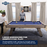 American Legend Brookdale 90” Billiard Table with Rustic Wood Finish and Navy Blue Cloth American Legend
