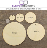 CleverDelights 2 Inch Wood Circles - 50 Pack - 1/16" Thick - 2" Round Unfinished Craft Pieces CleverDelights