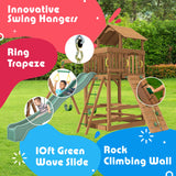 Creative Playthings Spring Hill Wooden Swing Set (Made in The USA), Includes Kids Climbing Wall, Playground Swings and Slide, 15 x 14 x 11 ft Creative Playthings LTD.