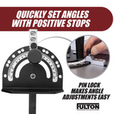 Fulton Precision Miter Gauge with Aluminum Miter Fence with 45 degree Angled Ends for Maximum Stock Support and a Repetitive Cut Flip Stop Fulton