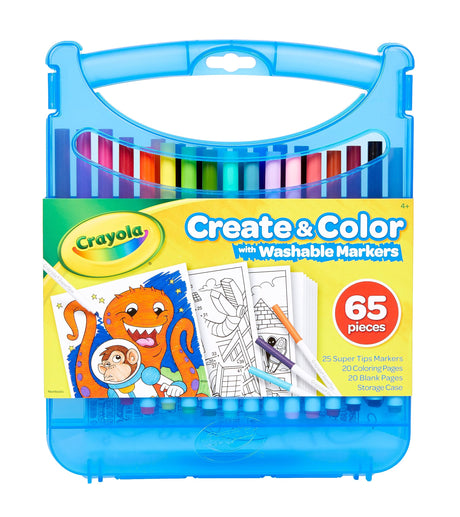 Crayola Super Tips Coloring Art Case SuperTips Washable Markers, 65 Piece Set, Packaging May Vary Crayola
