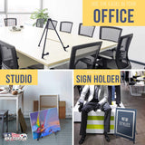 U.S. Art Supply 14" High Exhibitor Black Steel Tabletop Instant Display Easel - Small Portable Tripod Stand, Adjustable Holders - Display Paintings, US Art Supply