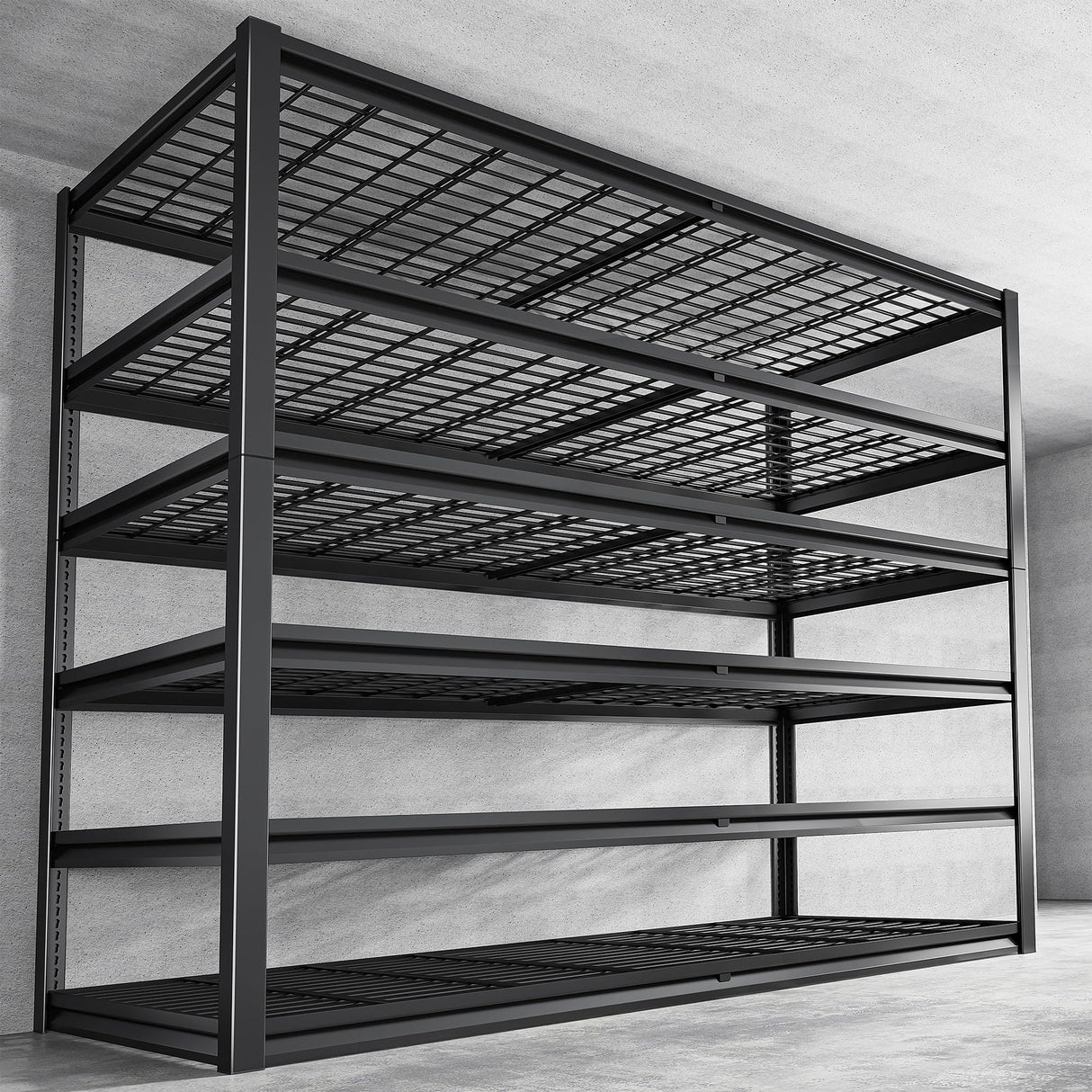 REIBII 55"W Garage Shelving Units and Storage Shelves Heavy Duty Shelving, 3500LBS Garage Storage Shelves 6-Tier Adjustable Metal Shelves for Storage REIBII
