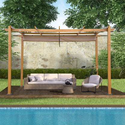 Domi 10' x 13' Outdoor Retractable Pergola, Gazebo Modern Grape Trellis Pergola with Sun Shade Canopy, Patio Aluminum Shelter for Garden Porch Beach