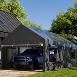 JAMFLY Carport, 12x20 Heavy Duty Carport Canopy with Roll-up Windows, Portable Garage with Removable Sidewalls & Doors, Car Canopy with All-Season JAMFLY