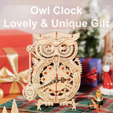 RoWood 3D Puzzles for Adults, Wooden Model Kits for Adults to Build, Birthday Gift for Adults & Teens (161 PCS)- Owl Clock RoWood