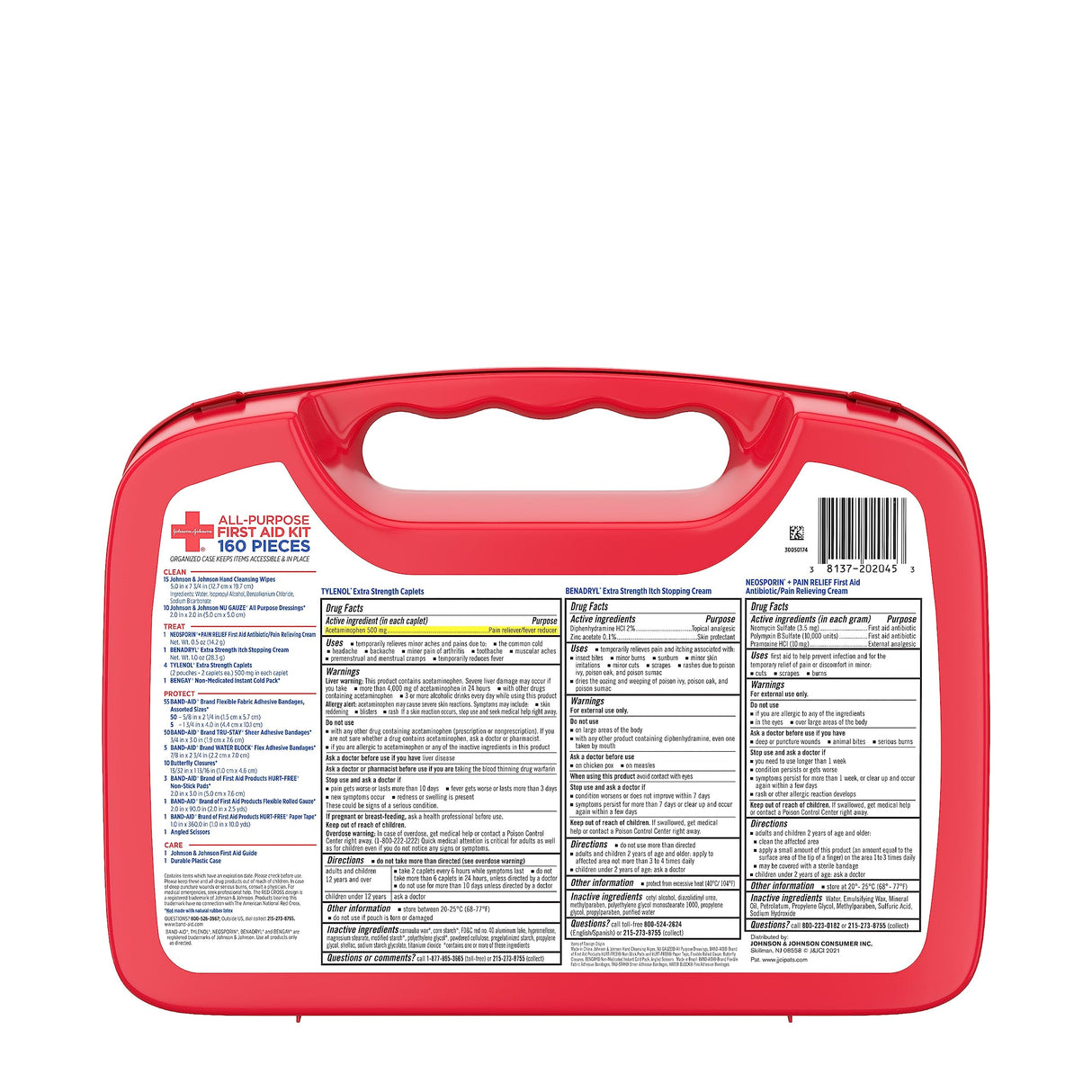 Johnson & Johnson All-Purpose Portable Compact First Aid Kit for Minor Cuts, Scrapes, Sprains & Burns, Ideal for Home, Car, Travel, Camping and Johnson & Johnson