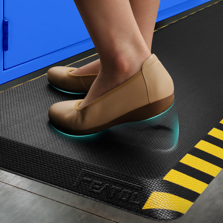 FEATOL Anti Fatigue Mats Industrial, Ergonomic Standing Floor Mat, Work Mats for Standing,Black with Yellow Border Safety Mat 20" x 32"-Standing FEATOL