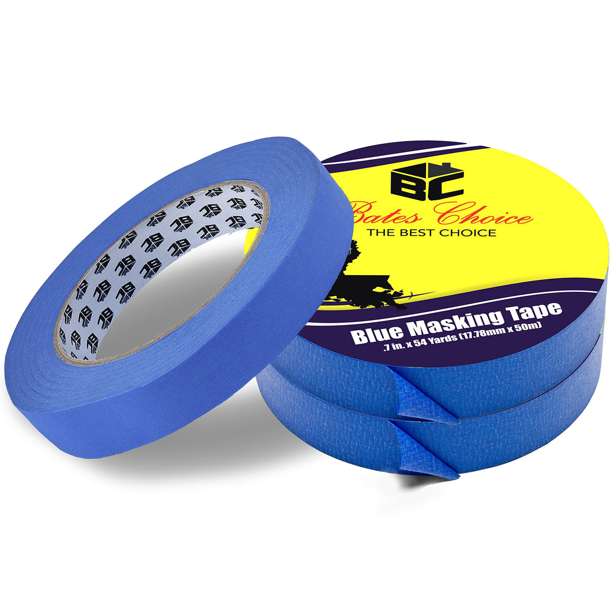 Bates- Painters Tape, 0.7 inch Paint Tape, 3 Pack, 54 Yards, 162 Yards in Total, Painting Tape, Masking Tape, Blue Masking Tape, Wall Safe Tape, Bates Choice