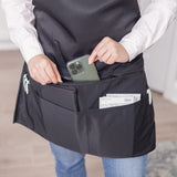 Black Full Length Clip-on Bib Apron with 5 Pockets and Zipper Pouch - Easy to Clean - Great for Servers, Cooking, Kitchen, Cleaning, Teacher, Arts & iServ