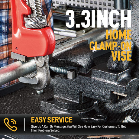 Dual-Purpose Combined Universal Vise 360° Swivel Base Work, Bench Vise or Table Vise Clamp-On with Quick Adjustment, 3.3" Movable Home Vice for STEINBRÜCKE