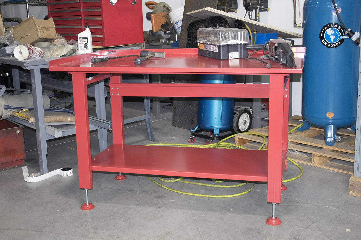K Tool International 75111 60" x 34" Heavy Duty Work Table for Garages, Repair Shops and DIY, 1200 lb., 31" Height, Raised Edges, Bottom Shelf, K Tool International