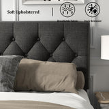 HAOARA Dark Gray Queen Size Platform Bed Frame with Upholstered Button Tufted Headboard HAOARA