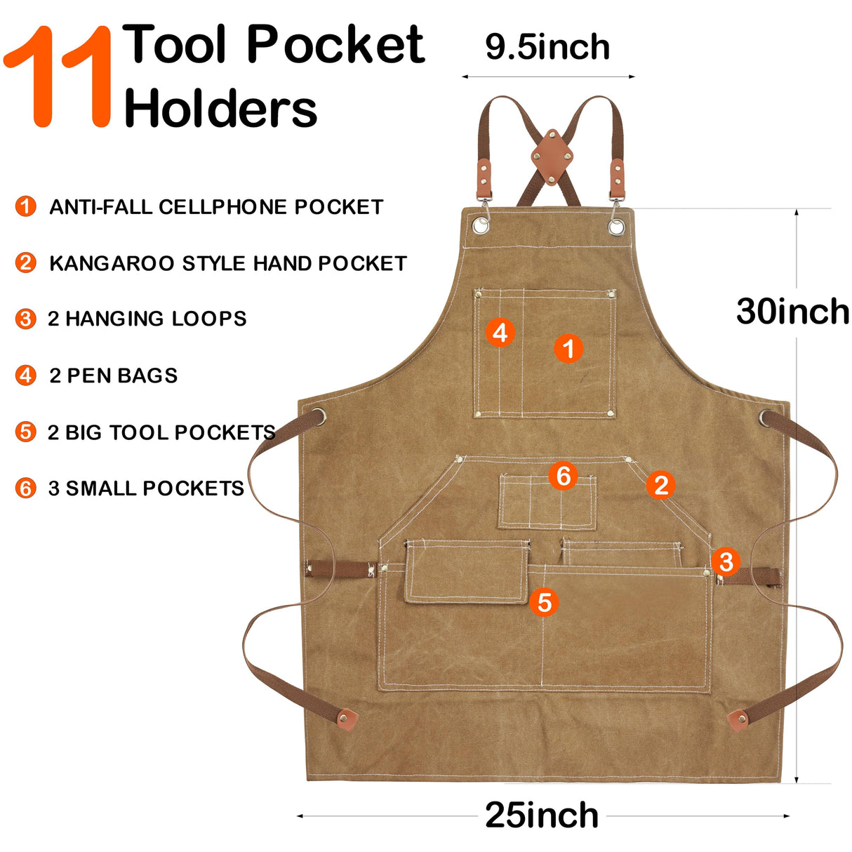 Yxiang Woodworking Apron for Men,Work Apron with 11 Tool Pockets Heavy Duty Waxed Canvas Workshop Tool Aprons Yxiang