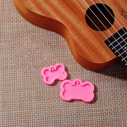 6 Pieces Dog Bone Silicone Mold Dog Tag Keychain Mold Kit DIY Dog Tag Pendant Baking Epoxy Resin Clay Mold with 10 Pieces Big Key Ring for Kitchen or Homemade Crafts, 2 Sizes