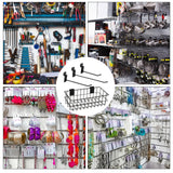 Yaocom 94 Pcs Slatwall Accessory 4 Metal Slatwall Baskets 90 Slatwall Hooks 4'' 6'' 8'' Slat Wall Hooks Hanging Storage Baskets for Shops Rooms Yaocom