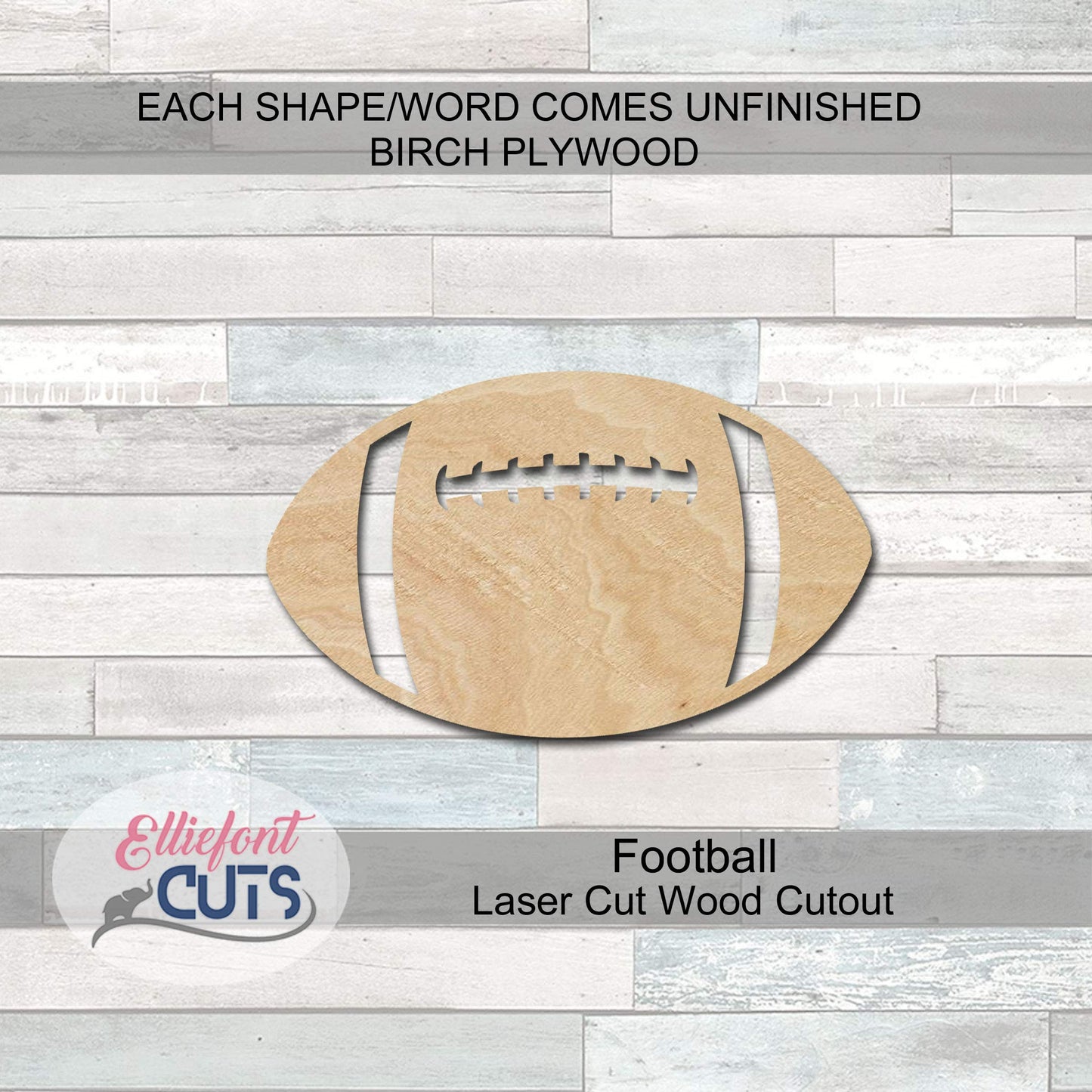 Football Wood Cutouts for crafts, Laser Cut Wood Shapes 5mm thick Baltic Birch Wood, Multiple Sizes Available - WoodArtSupply