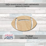 Football Wood Cutouts for crafts, Laser Cut Wood Shapes 5mm thick Baltic Birch Wood, Multiple Sizes Available Elliefont Styles