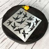 Aleks Melnyk No.468 Metal Stencil, Many Swallows Fly in The Sky, Birds, Animals, Small Stencil, 1 PC, Template for Wood Burning, Engraving, Crafting, Aleks Melnyk