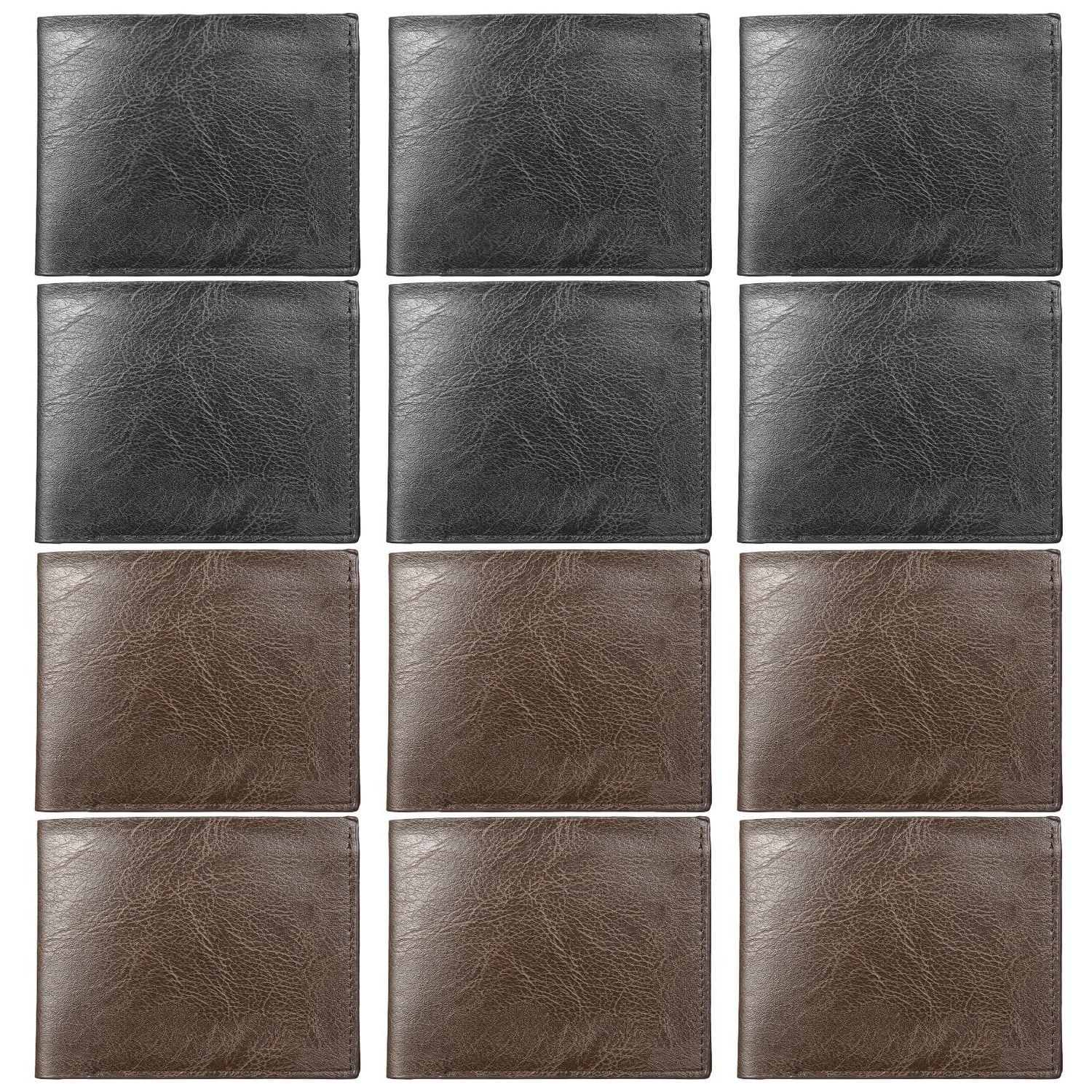 VZZNN 12 PCS Leather Bifold Wallets for Men,Men’s Wallet Bulk for DIY Engraving,With money clip,card holder(6 Black & 6 Brown) VZZNN