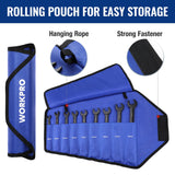 WORKPRO 9-Piece Anti-Slip Ratcheting Combination Wrench Set, Metric 8-19 mm, 72-Tooth, Cr-V Constructed, Black Ratchet Wrenches Set with Roll Up WORKPRO