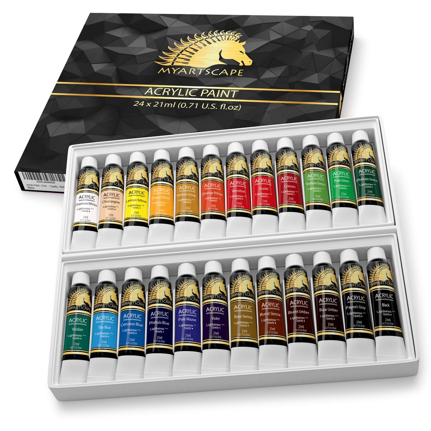 MyArtscape Acrylic Paint Set - 24 x 21ml Tubes - Lightfast - Heavy Body - WoodArtSupply