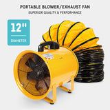 neverest Portable Blower Exhaust Fan 12 inch Strong Shop Ventilation Fan 4100 CFM 3050 RPM, 380 W, Construction Fan With Hose, Industrial Air Blower neverest