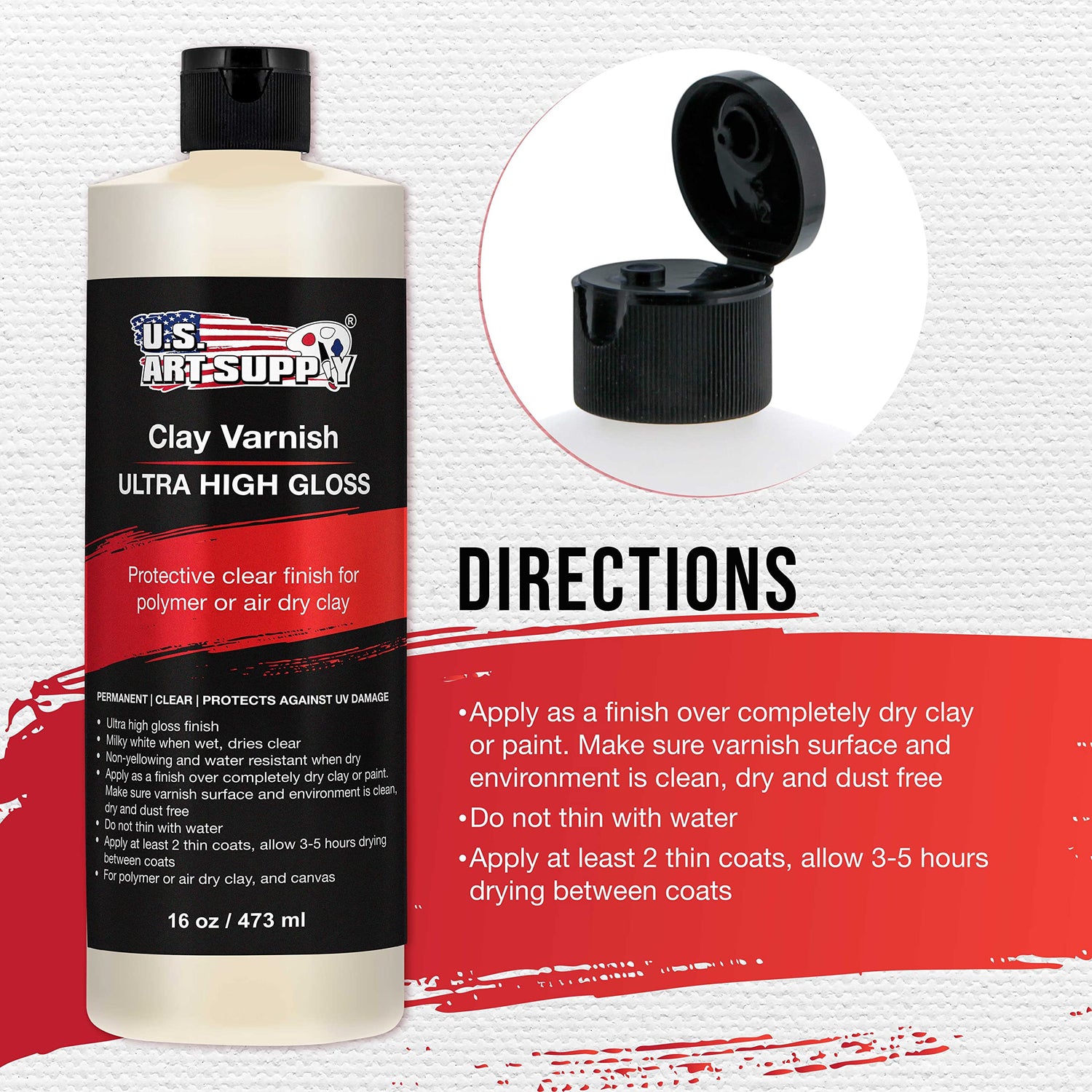 U.S. Art Supply Professional High Gloss Pouring Paint Art Topcoat & Clay Varnish, 16 oz. (Pint) - Clear Permanent Protective Finish for Pouring U.S. Art Supply