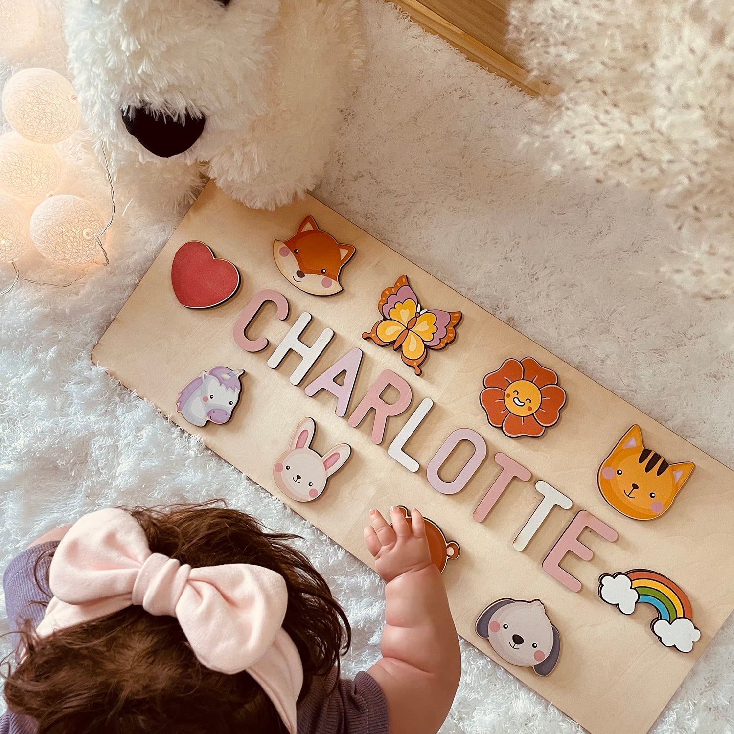 WNNNS Name Puzzles for Kids Personalized Custom Baby Easter Basket Stuffers 1st Birthday Baby Gifts for Boys Girls Wooden Puzzle Toys for Toddler 1-3 WNNNS