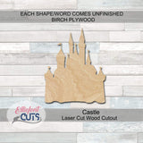 Castle Wood Cutouts for crafts, Laser Cut Wood Shapes 5mm thick Baltic Birch Wood, Multiple Sizes Available Elliefont Styles