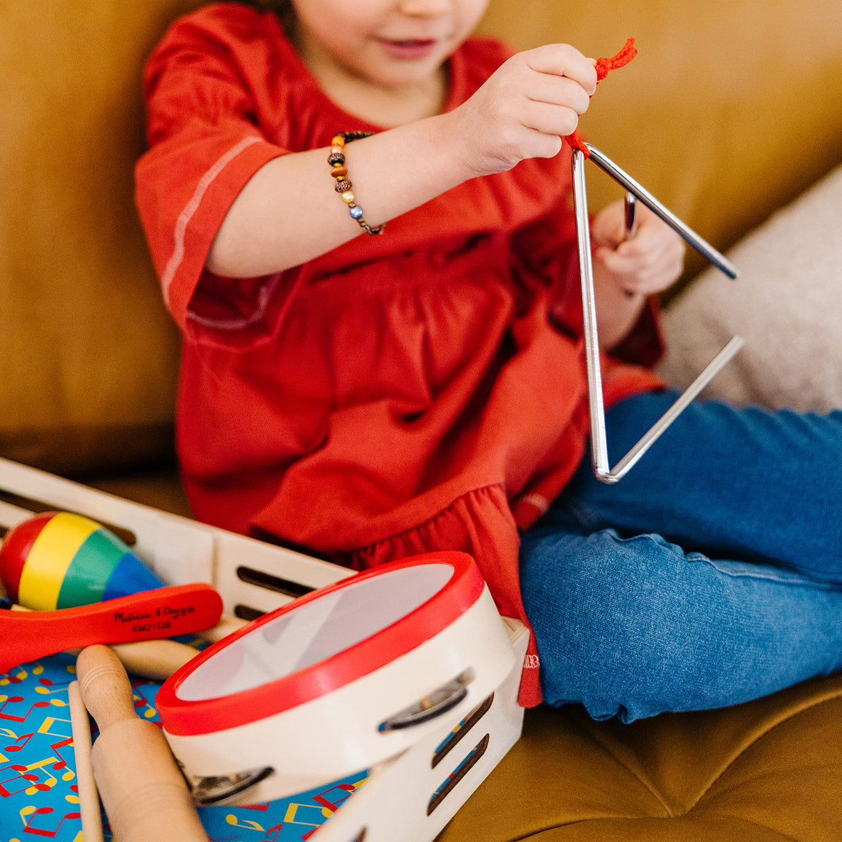 Melissa & Doug Band-in-a-Box Clap! Clang! Tap! - 10-Piece Musical Instrument Set - Kids Musical Instruments, Wooden Percussion Instruments For Melissa & Doug