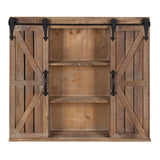 Kate and Laurel Cates Decorative Wood Wall Storage Cabinet with Two Sliding Barn Doors, Rustic Brown Kate and Laurel