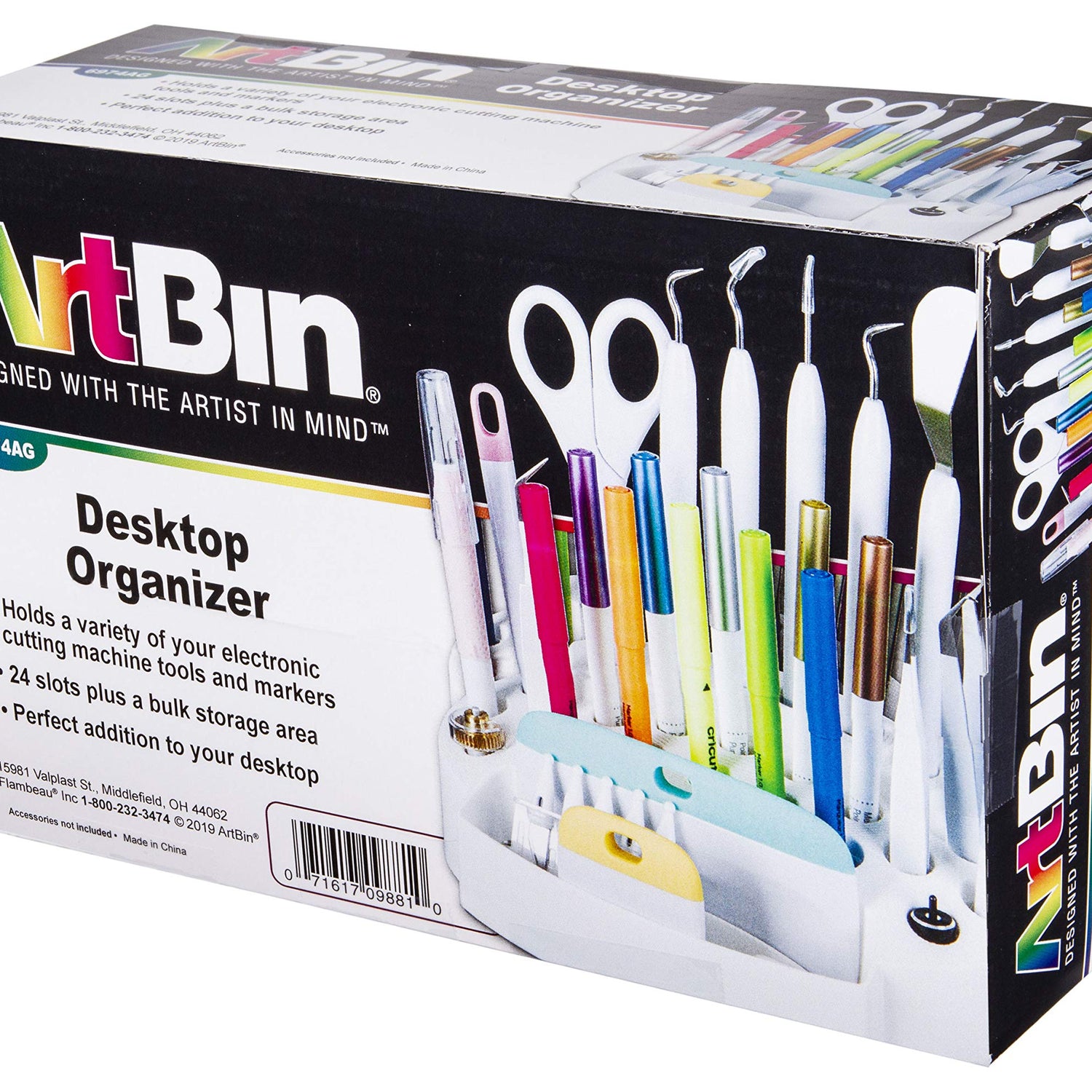 ArtBin 6974AG Desktop Accessory Storage with 24 Slots, [1] Art & Craft Organizer, White ArtBin