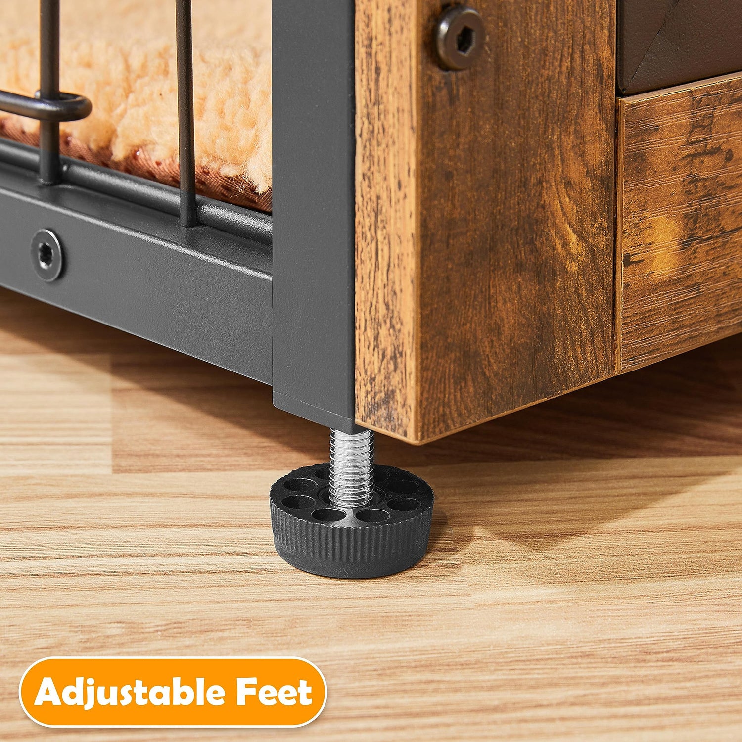 Yaheetech 27.5'' Dog Crate Furniture with Cushion Wooden Dog Crate with Double Doors/Adjustable Feet Side End Table for Small/Medium Dogs, 27.5" L x Yaheetech