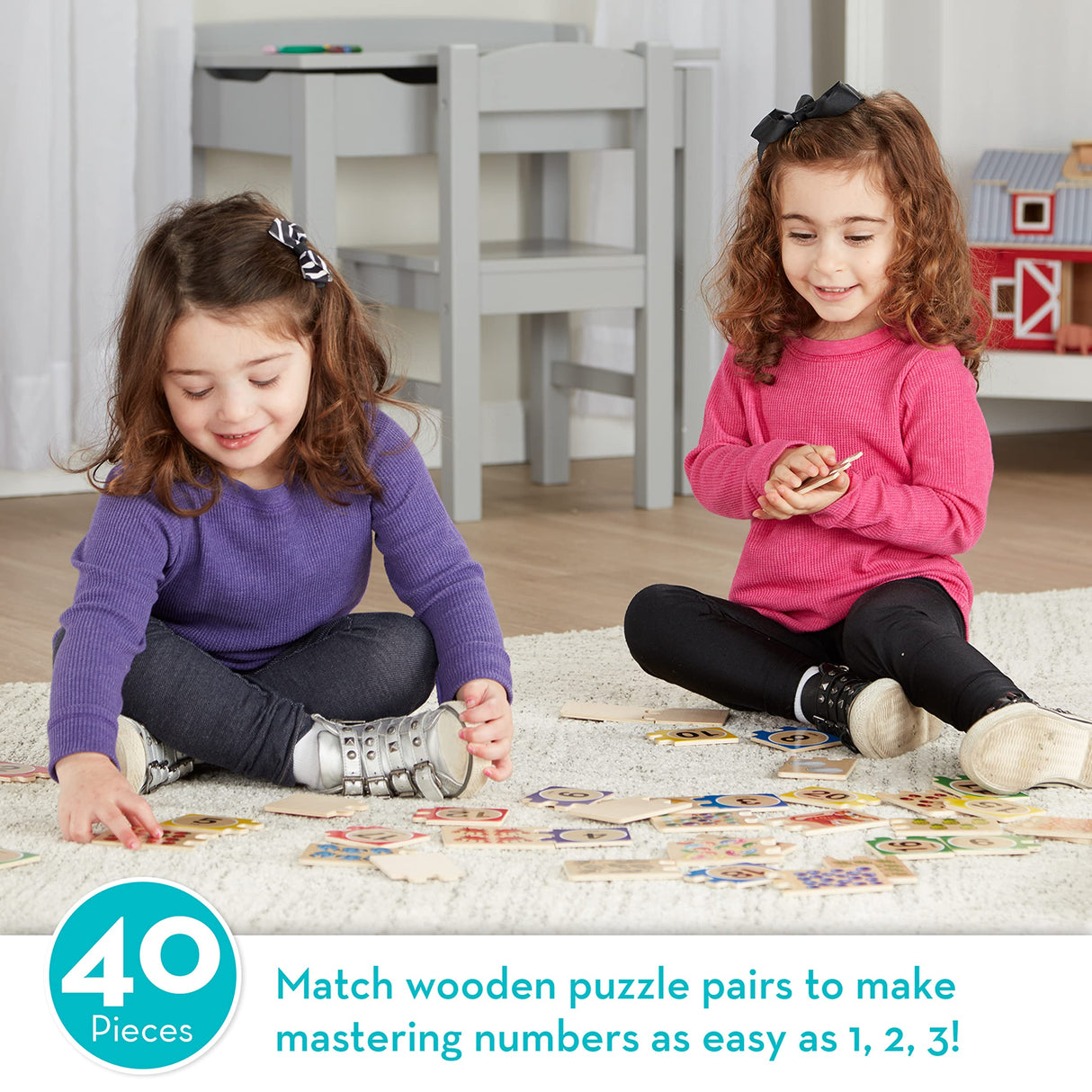 Melissa & Doug Self-Correcting Wooden Number Puzzles With Storage Box (40 pcs) Melissa & Doug