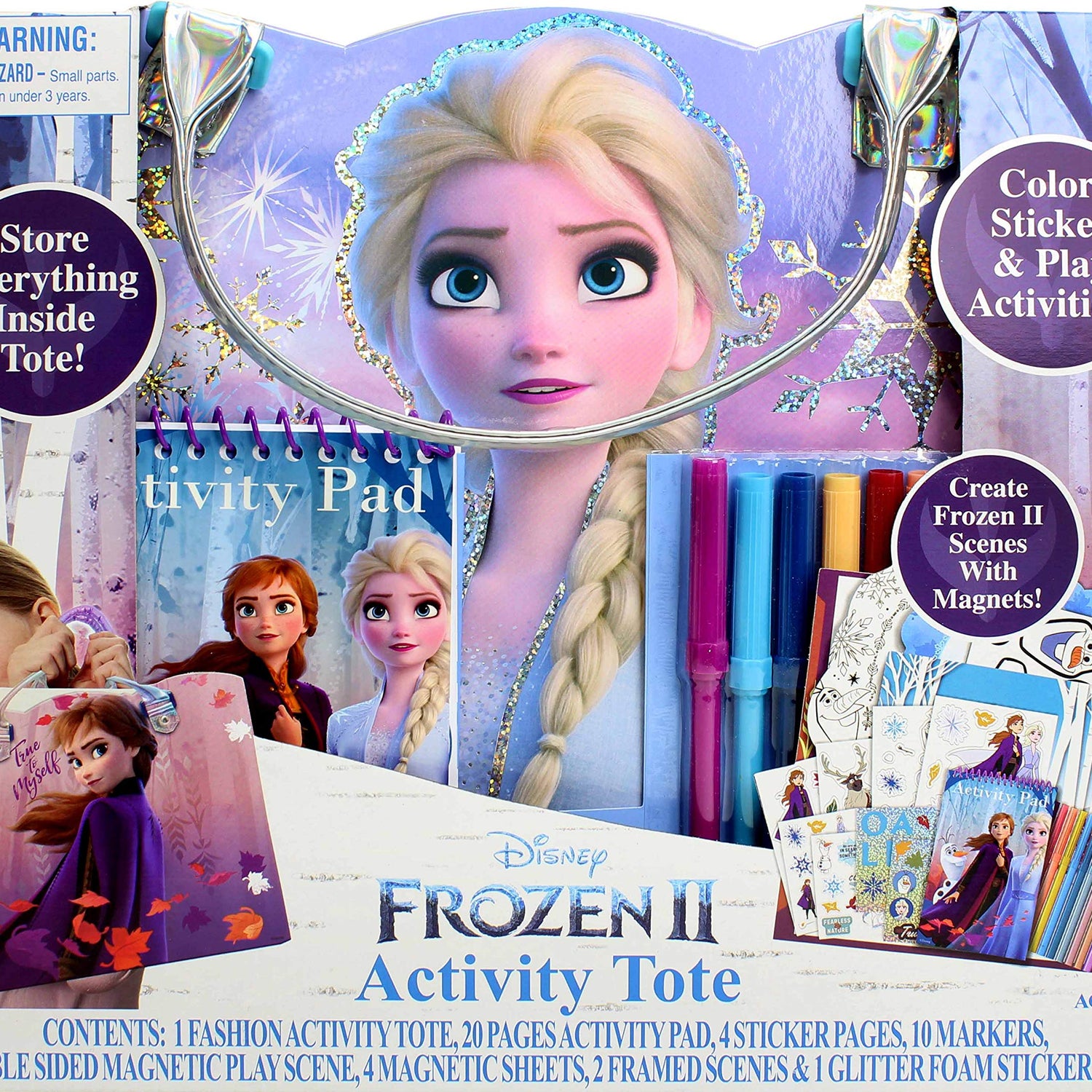Tara Toys Frozen 2 Enchanted Activity Tote - Ultimate Princess Adventure Bag with Coloring Books, Stickers, and Craft Supplies, Travel-Friendly Set Disney