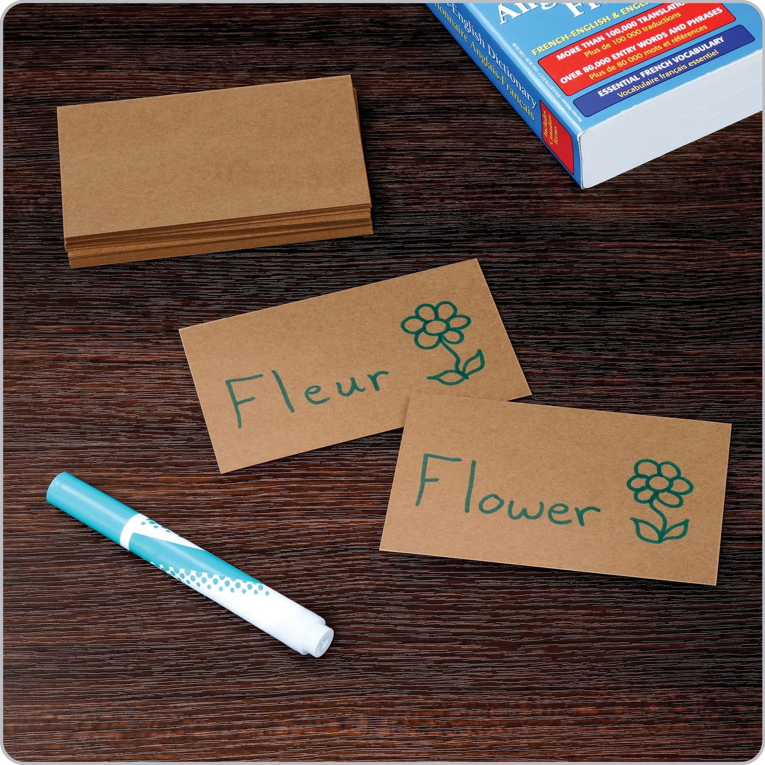 Oxford Kraft Index Cards, 100 Pack, 3x5" Index Cards, Thick, Premium Paper for Gifts, Crafts, Parties, Flash Cards, Brown, Blank on Both Sides Oxford