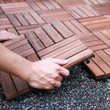 CLOVERHOLM Interlocking Deck Tiles-10PCS Waterproof Acacia Wood Patio Tiles, Easy Snap Flooring Tiles for Indoor and Outdoor,Balcony, Entry, Poolside CLOVERHOLM