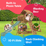 Creative Playthings Spring Hill Wooden Swing Set with Monkey Bars (Made in The USA), Includes Kids Climbing Wall, Monkey Bars, Playground Swings and Creative Playthings LTD.